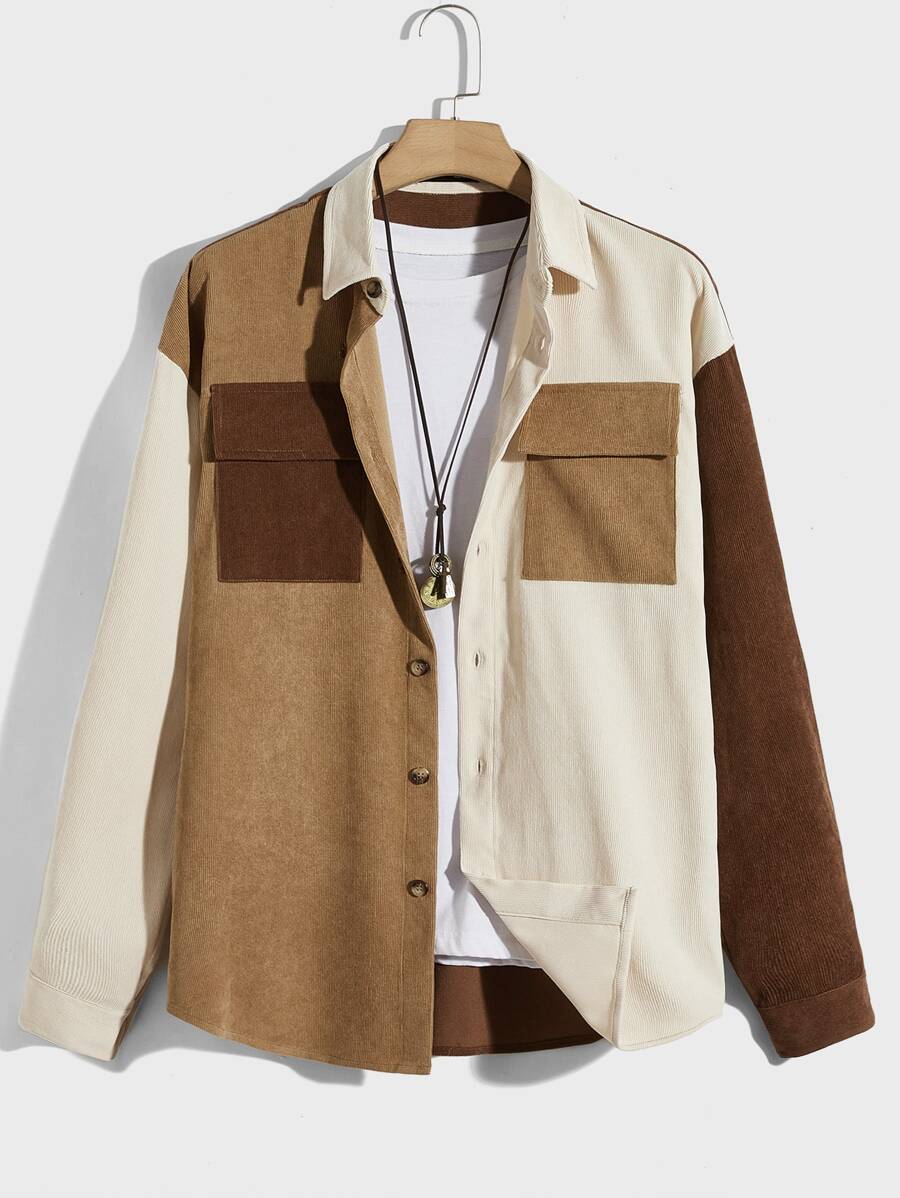 Manfinity RebelGame Men Colour Block Flap Pocket Shirt - Multicolor - View 1