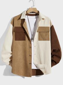 Manfinity RebelGame Men Colour Block Flap Pocket Shirt - Multicolor - View 5