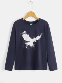 SHEIN Tops con trai Thú vật Giải trí - Màu xanh hải quân - Xem 1