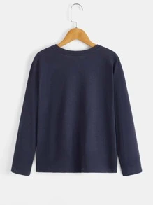 SHEIN Tops con trai Thú vật Giải trí - Màu xanh hải quân - Xem 2