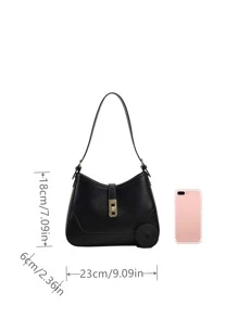 Old Moeny，轻巧，商务休闲金属装饰流浪包，适合少女女大学生、新手和白领工作者，非常适合办公室、工作、商务、通勤，适合少女女大学生、新手和白领工作者的最佳工作包，非常适合办公室、大学、工作、商务、通勤、户外、旅行、郊游、商务休闲女包非常适合办公室商务和工作，女士优雅，商务休闲女包非常适合办公室商务和工作 - 黑色 - 查看 3