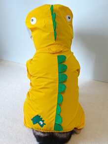 Dinosaur Design Pet Raincoat - Yellow - View 2