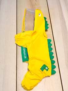 Dinosaur Design Pet Raincoat - Yellow - View 3