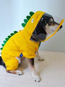 Dinosaur Design Pet Raincoat - Yellow - View 7
