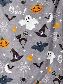 1pc Halloween Ghost & Hat Print Blanket - Multicolor - View 3