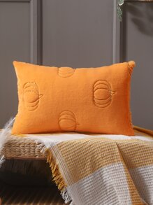 1入組南瓜刺繡靠墊套不附帶墊芯 - 橘色 - 查看 6