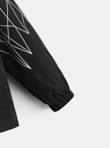 SHEIN 男孩幾何印花毛絨內襯連帽外套