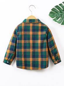 SHEIN 男孩檢查修補口袋襯衫,不附內搭 - 彩色 - 查看 2