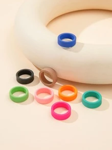 8 cái / bộ Nhẫn tối giản rắn - Nhiều màu - Xem 2