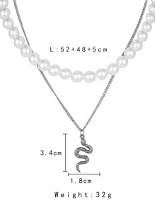 時尚流行的男士蛇珠串疊戴項鍊,不鏽鋼材質,適用於度假和時尚造型