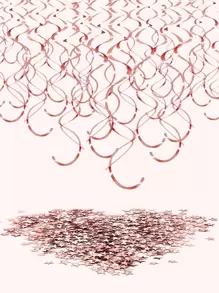 18件玫瑰金PVC双螺旋悬挂装饰品，箔片天花板螺旋装饰，塑料螺旋派对彩带天花板装饰，双尾螺旋，适用于生日、婚礼、派对装饰、周年纪念毕业装饰，需自行组装 - 玫瑰金 - 查看 6