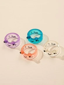 4入組卡通青蛙設計戒指 - 彩色 - 查看 3