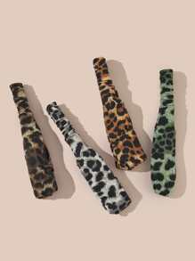 4pcs Leopard Print Twist Detail Hair Band - Multicolor - View 2