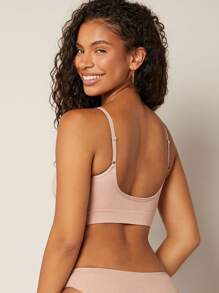 LUVLETTE 全覆盖纯色褶皱无缝胸罩 - 藕粉色 - 查看 3