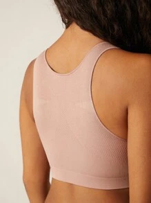 LUVLETTE Wireless Plain Seamless Ruched Bra - Dusty Pink - View 3
