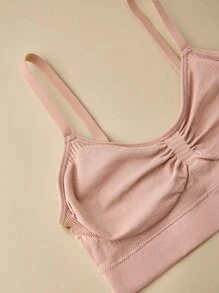 LUVLETTE 全覆盖纯色褶皱无缝胸罩 - 藕粉色 - 查看 4