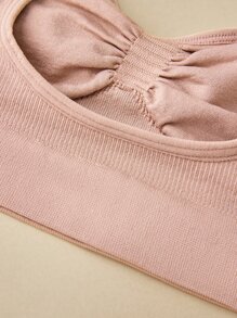 LUVLETTE 全覆盖纯色褶皱无缝胸罩 - 藕粉色 - 查看 5