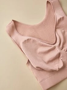 LUVLETTE Wireless Plain Seamless Ruched Bra - Dusty Pink - View 5