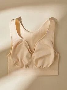 LUVLETTE Sujetador liso inconsútil fruncido - Albaricoque - Ver 4