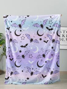 1 pieza Manta con estampado de murciélago & luna - Multicolor - Ver 3