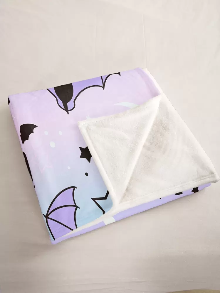 1pc Bat & Moon Print Blanket - Multicolor - View 5