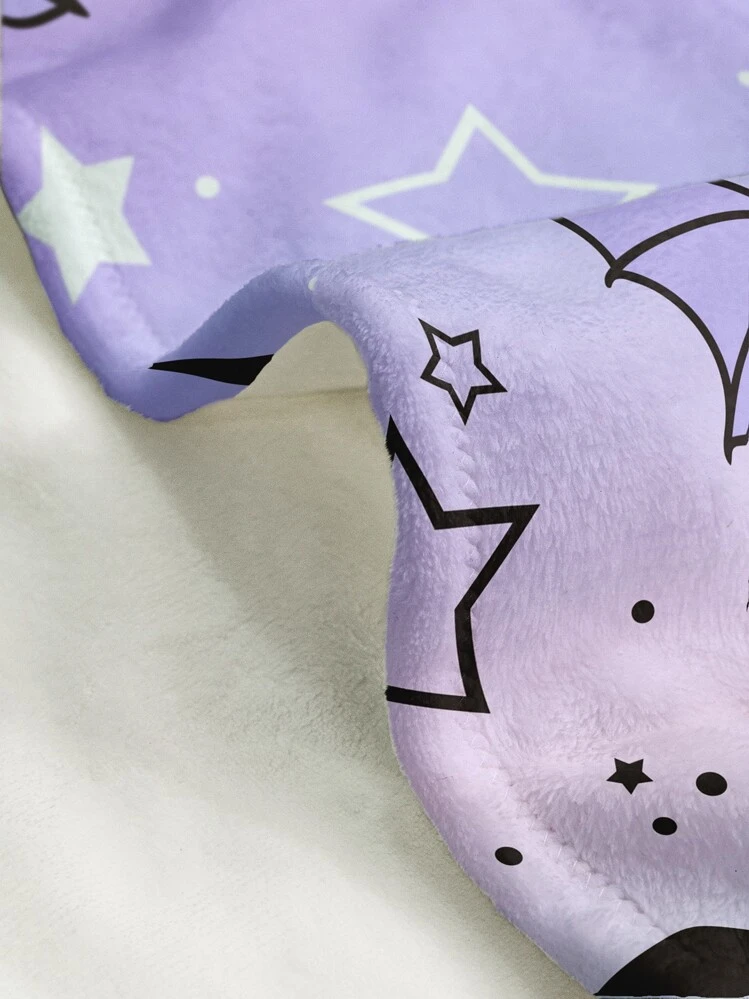 1pc Bat & Moon Print Blanket - Multicolor - View 6