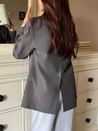 DAZY Áo khoác Blazer nữ tay dài cổ ve màu trơn, trang phục công sở thường ngày, mùa thu, mùa thu cho nữ