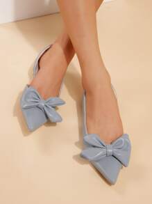 2025 秋冬夏季新款时尚女士平底鞋蝴蝶结尖头粉色平底鞋