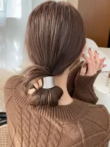 Dây buộc tóc trang trí hình vòng cung, Phụ kiện tóc, Tóc đuôi ngựa, Dây thun buộc tóc, Dây buộc tóc, Dây buộc tóc - Bạc - Xem 1