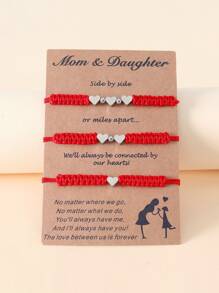 Goodwaro 3 cái vòng tay trang trí trái tim - Đỏ - Xem 1