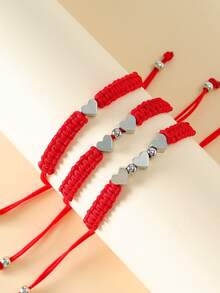 Goodwaro 3 cái vòng tay trang trí trái tim - Đỏ - Xem 2