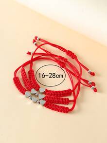Goodwaro 3 cái vòng tay trang trí trái tim - Đỏ - Xem 4