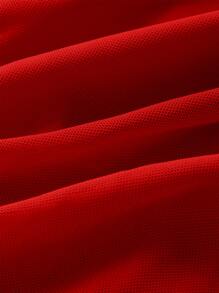 SHEIN ICON Ruched Tie Backless Hanky Hem Mesh Halter Top - Red - View 4