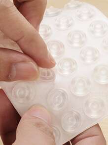 25pcs Clear Anti-collision Pad, Plain Transparent Silicone Multifunction Buffer Pad, Protection For Cabinet Door Drawer Floor - Clear - View 5
