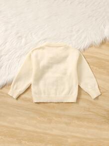 Toddler Girls Floral Embroidery Jumper - Beige - View 2