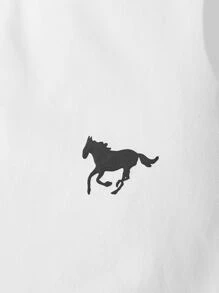 GENTILAND 男士馬印花拼接邊T恤和格紋長褲 - 彩色 - 查看 3