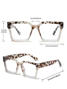 Gafas con montura cuadrada de estampado de leopardo - Multicolor - Ver 4