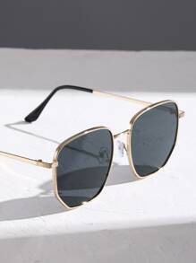 1 Pair Women's Geometric Copper-Colored Modern Minimalist Style Fashion Glasses, Suitable For Beach Vacation, Outdoor Travel And Other Occasions, An Essential Beach Accessory And Eyewear For Women, Also An Ideal Choice For Women's Autumn/Winter Clothing And Business Casual Attire. - Grey - View 7