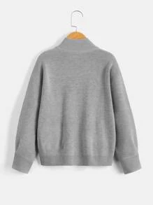 Boys Drop Shoulder Slant Pocket Cardigan - Grey - View 2