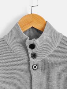 Boys Drop Shoulder Slant Pocket Cardigan - Grey - View 3