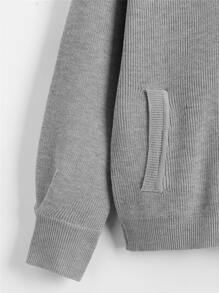 Boys Drop Shoulder Slant Pocket Cardigan - Grey - View 4