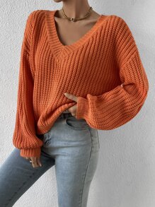 Jersey de cuello V de hombros caídos