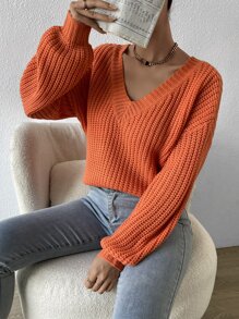 Jersey de cuello V de hombros caídos