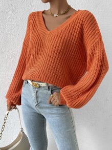 Jersey de cuello V de hombros caídos