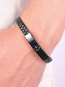 Những người đàn ông thời trang và phổ biến Biểu tượng Libra Chi tiết vòng đeo tay trang trí hình học PU để làm quà tặng trang sức và cho một vẻ ngoài sành điệu - màu đen - Xem 2