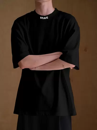 Manfinity Hypemode Tops Nam Nghề thêu Lá thư Giải trí