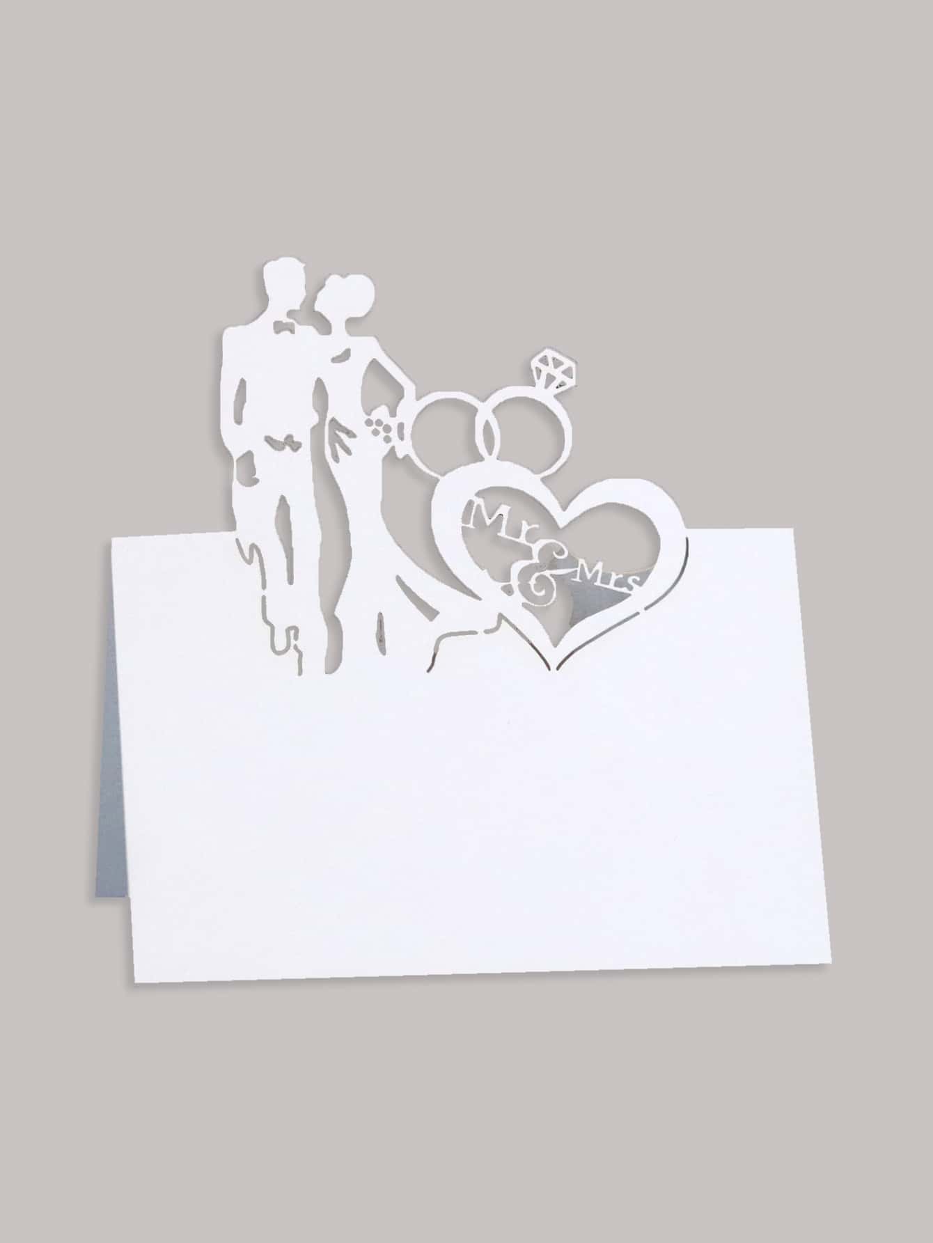 10入組婚禮派對座位卡 - 白色 - 查看 1