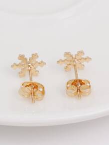 Pendientes de tachuela copo de nieve - Amarillo Oro - Ver 2