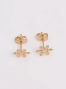 Pendientes de tachuela copo de nieve - Amarillo Oro - Ver 3