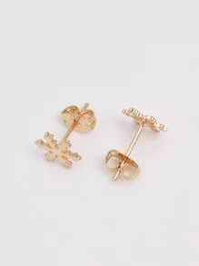 Pendientes de tachuela copo de nieve - Amarillo Oro - Ver 4